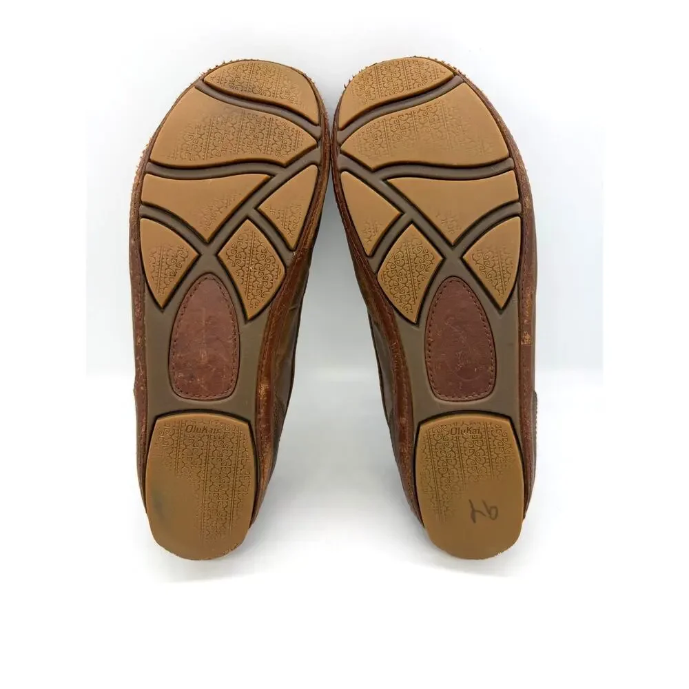 Olukai Mano Men's Brown Nubuck Leather Loafers Size 9.5